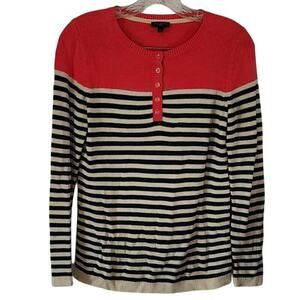 Talbots Long Sleeve Pink and Striped Knit Sweater Size Small Sp